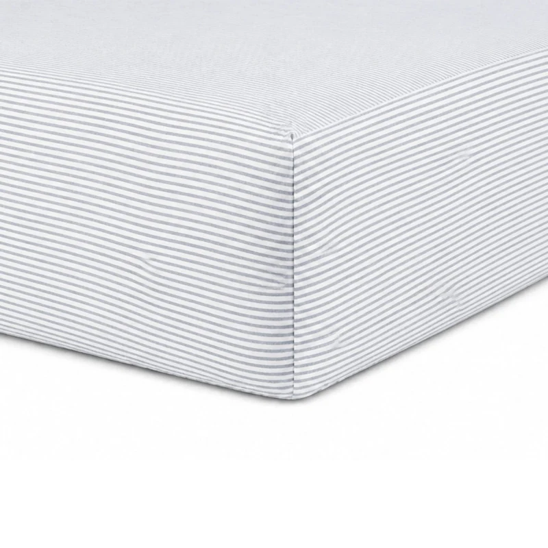 Drap Contour Bambou pour Lit de Bébé - Rayures Bleues