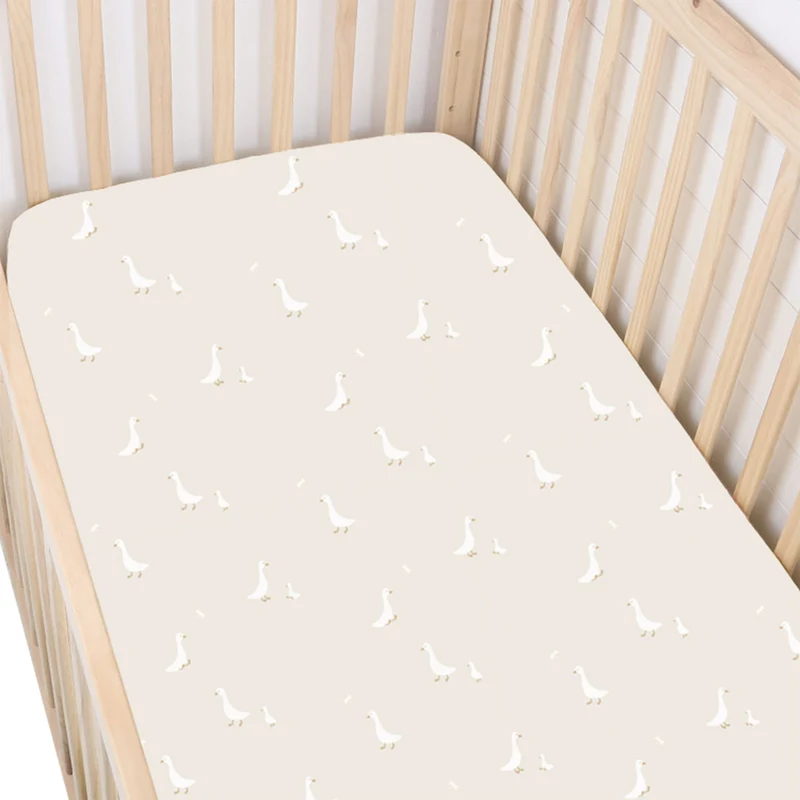 Drap Contour Bambou pour Lit de Bébé - Oies