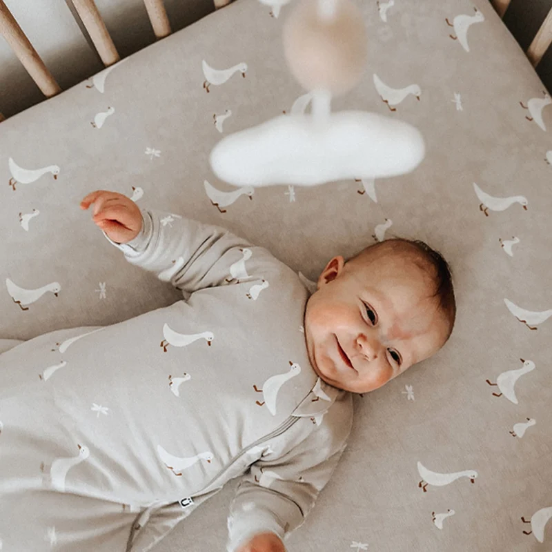 Drap Contour Bambou pour Lit de Bébé - Oies