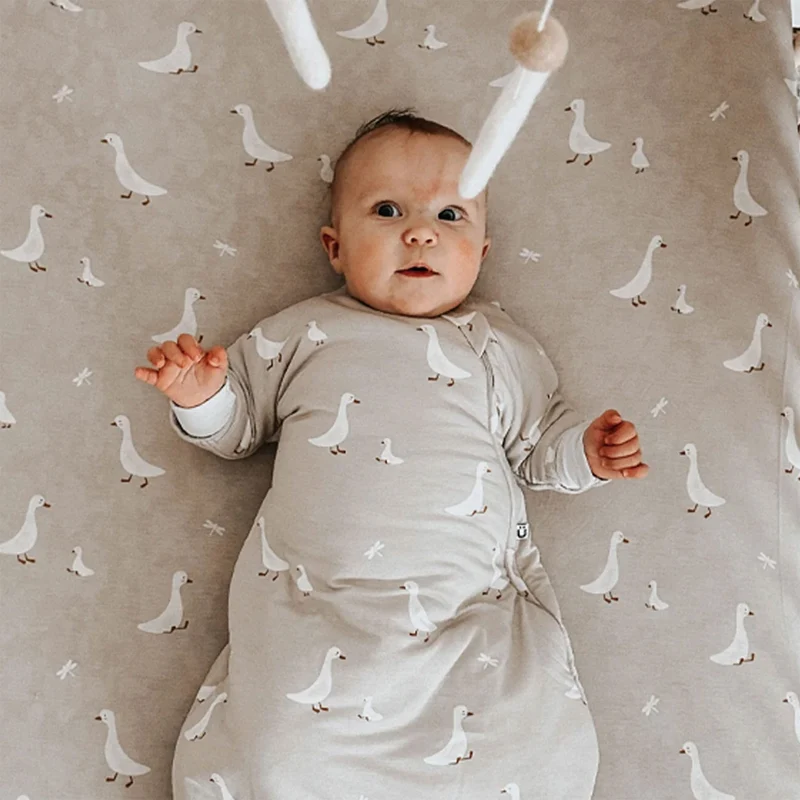 Drap Contour Bambou pour Lit de Bébé - Oies