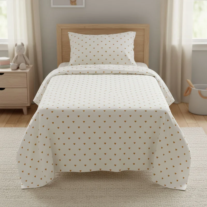 Ensemble Draps Lit Simple - Coeurs