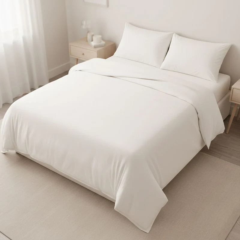 Ensemble Draps Lit Double - Ivoire