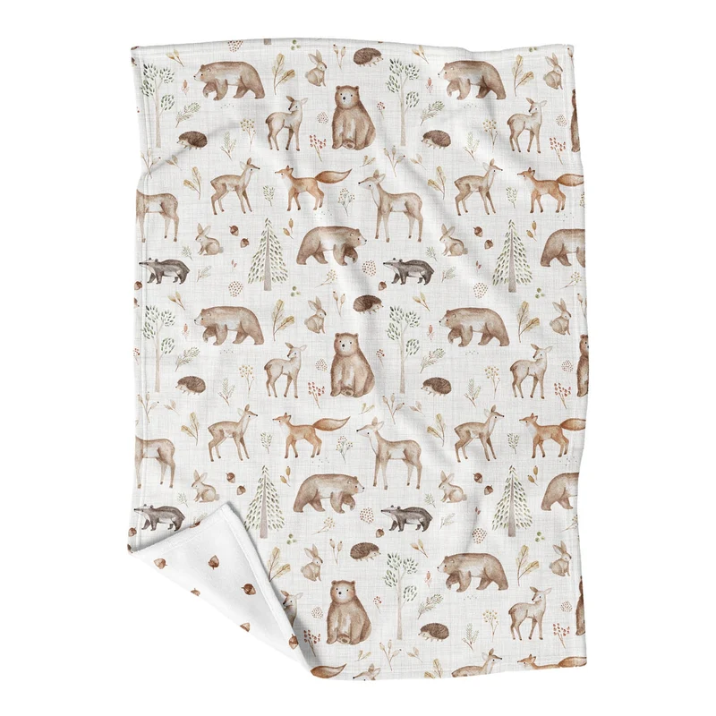Petite Couverture Minky - Animaux de la Forêt
