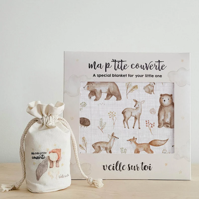 Petite Couverture Minky - Animaux de la Forêt