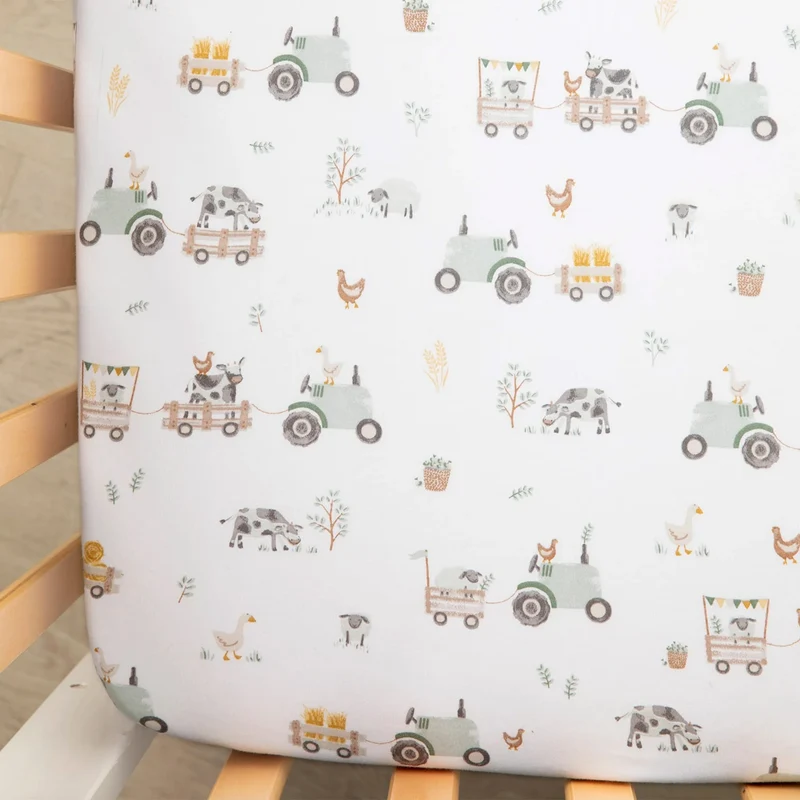Drap Contour pour Lit de Bébé - Tracteurs