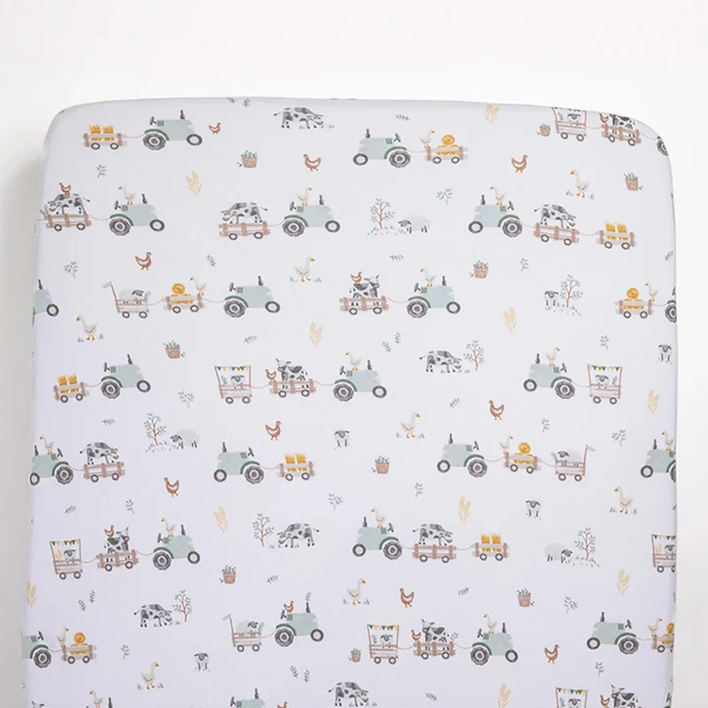 Drap Contour pour Lit de Bébé - Tracteurs