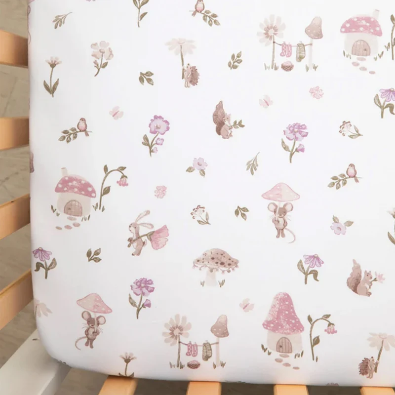 Drap Contour pour Lit de Bébé - Champignons