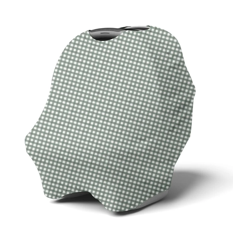Housse 3-en-1 Siège d'Auto et Foulard d'Allaitement - Uni Vichy Sauge