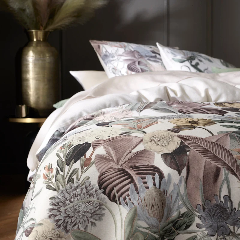Housse de couette satin de coton - Garden taupe