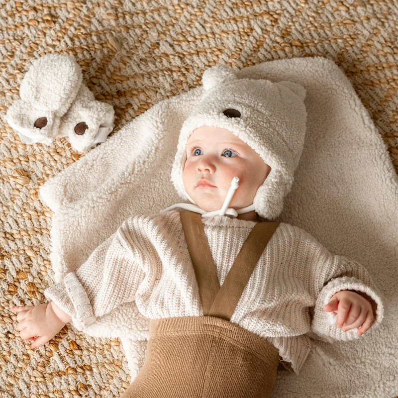 Coffret-cadeau Ourson pour bébé (4 accessoires) - Sherpa Crème