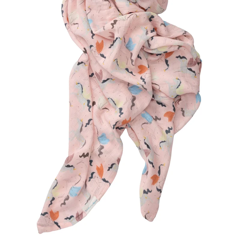 Couverture Mousseline Bambou - Licornes