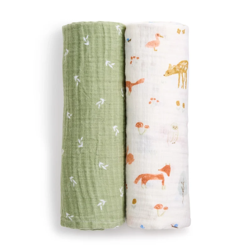 Couvertures en mousseline de coton (2) - Sage Woodland