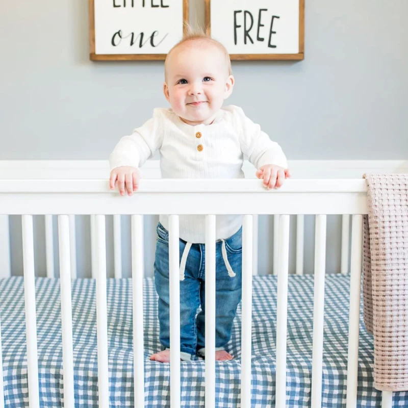 Drap Contour pour Lit Bébé - Vichy Marine
