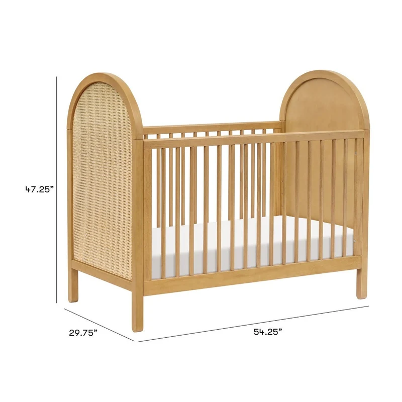 Couchette Convertible 3-en-1 Bondi Cane avec Kit de Conversion Lit pour Tout-petit - Miel / Rotin