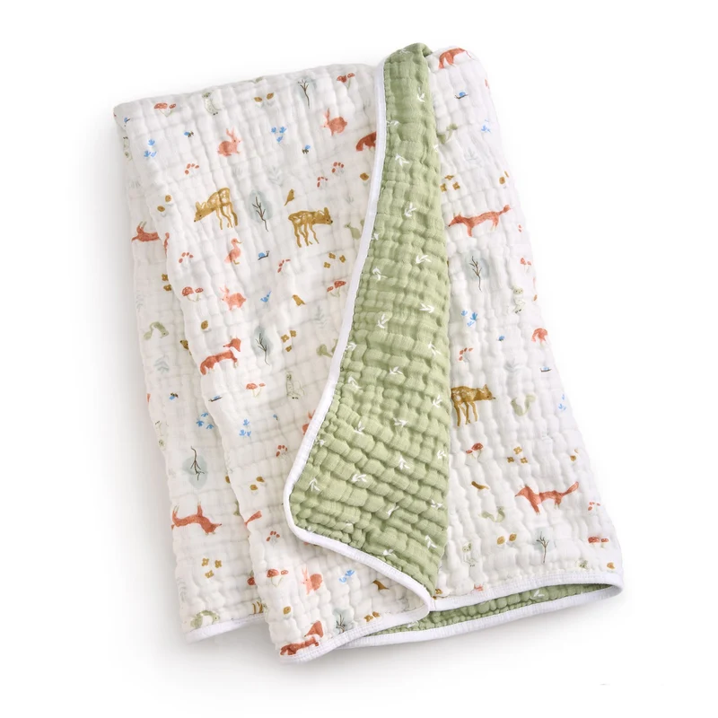 Couverture en Mousseline de Coton - Sage Woodland