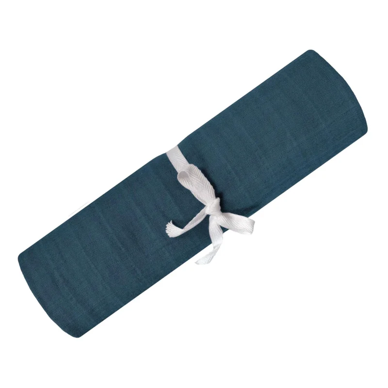 Couverture mousseline de coton - Bleu Marine