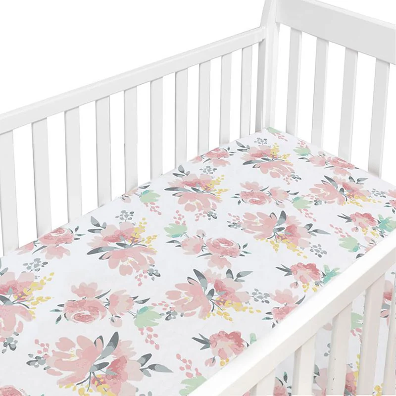 Drap Contour pour Lit de Bébé - Percale Fleurs