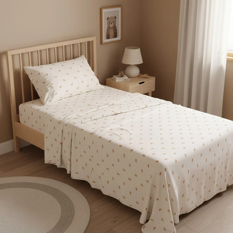 Ensemble Draps pour Lit Simple - Croissants