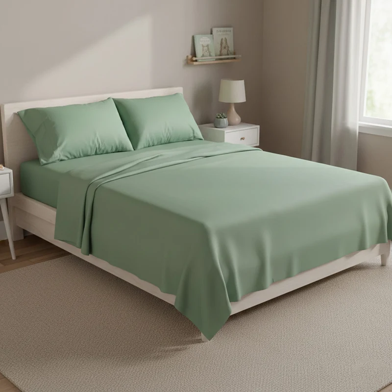 Ensemble Draps pour Lit Double - Vert