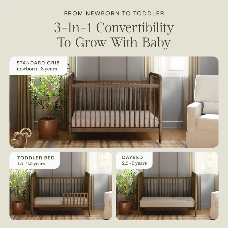 Couchette Convertible 3-en-1 Liberty avec Kit de Conversion - Noyer Naturel