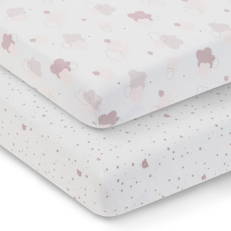 Draps Contour en flanelle pour Couchette (2) - Rose