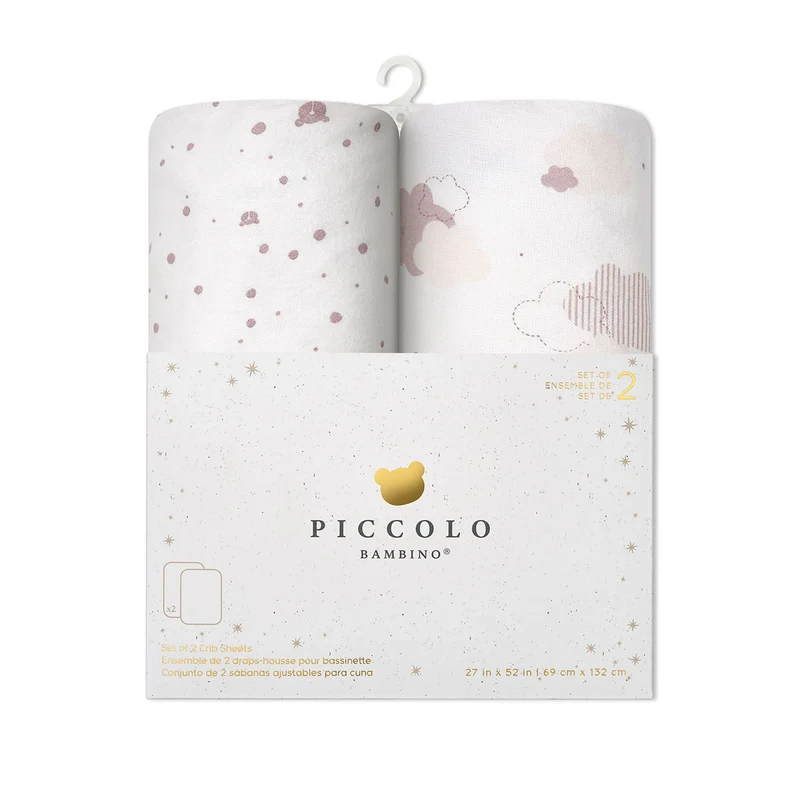 Draps Contour en flanelle pour Couchette (2) - Rose