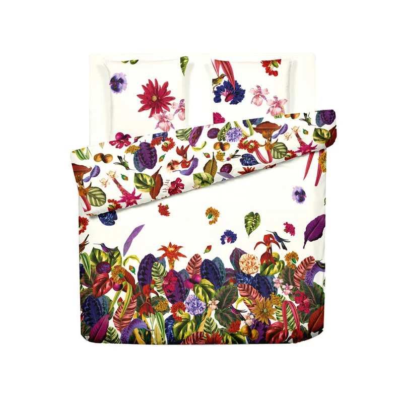 Housse de couette + taie(s) d'oreiller satin de coton - Jardin tropical