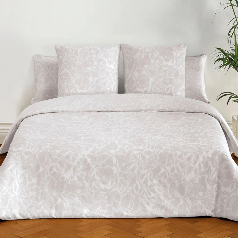 Housse de couette + taie(s) d'oreiller satin de coton - Arabesque Taupe