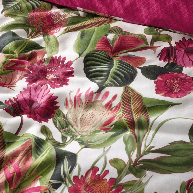 Drap plat satin de coton - Garden Micro fuchsia