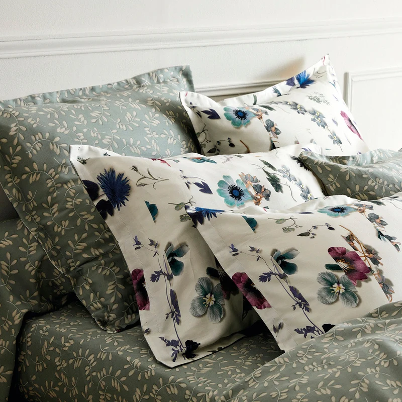 Housse de couette + taie(s) d'oreiller satin de coton - Semis Jaune
