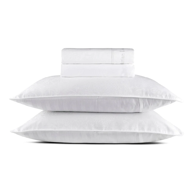 Ensemble de draps : drap-housse, drap plat, taie(s) d'oreiller en satin de coton - dessin Arles Blanc