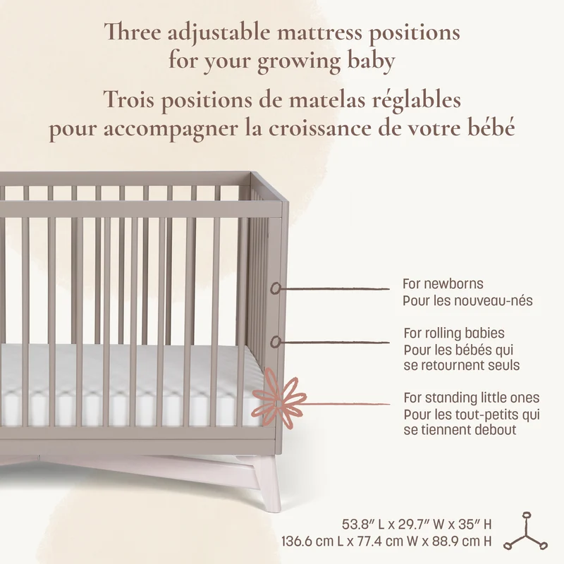Couchette Convertible 4-en-1 Pala - Taupe/Blanc Lavé