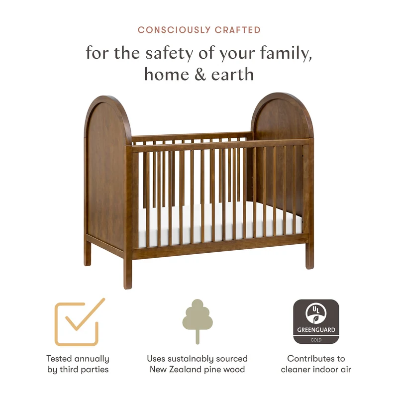 Couchette Convertible 3-en-1 Bondi avec Kit de Conversion Lit pour Tout-petit - Noyer Naturel