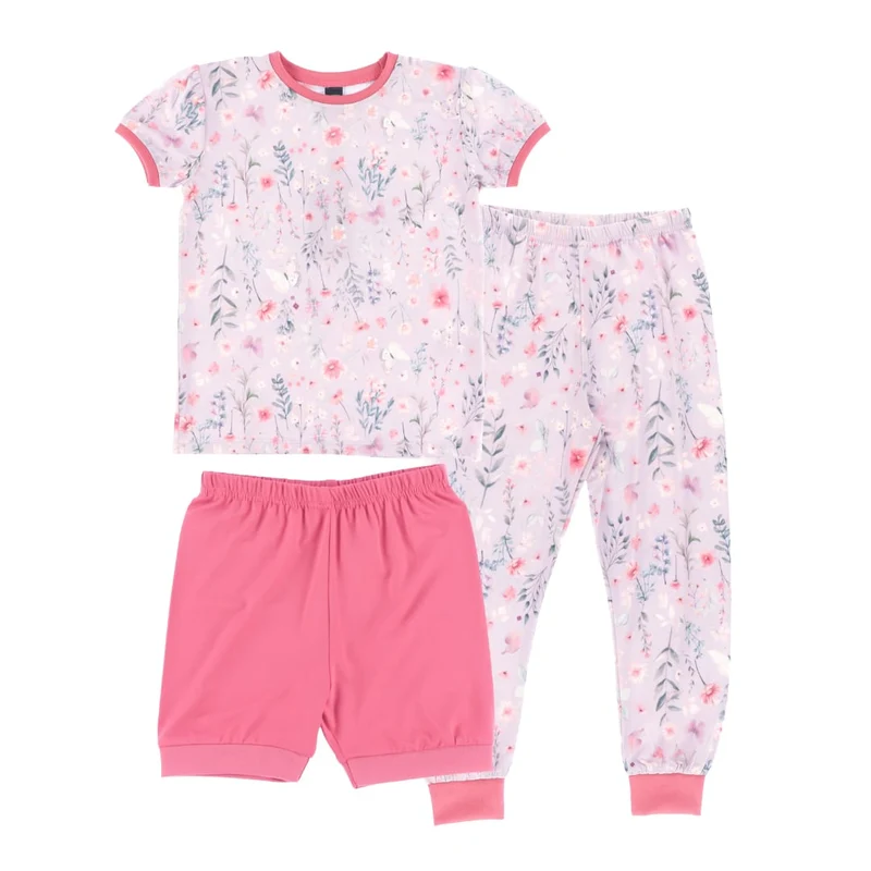 Pyjama Trois Pièces Flowers 2-12ans