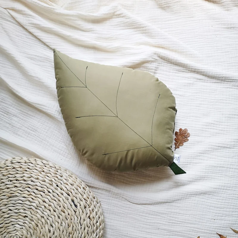 Coussin Feuille de Frêne - Olive