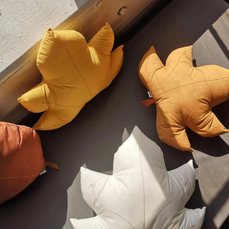 Coussin Feuille D`Érable - Moutarde