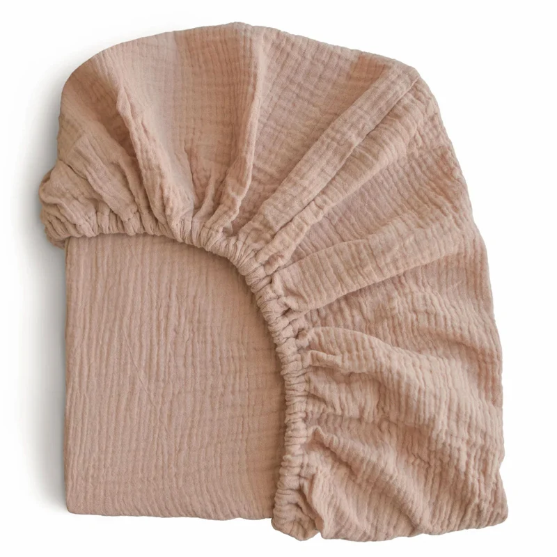 Drap Contour pour Lit de Bébé Mousseline - Naturel