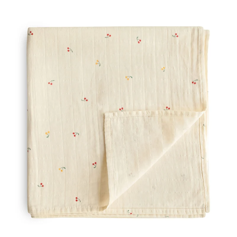 Couverture en mousseline de coton biologique - Cerise