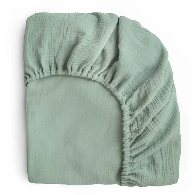 Drap Contour pour Lit de Bébé Mousseline - Vert