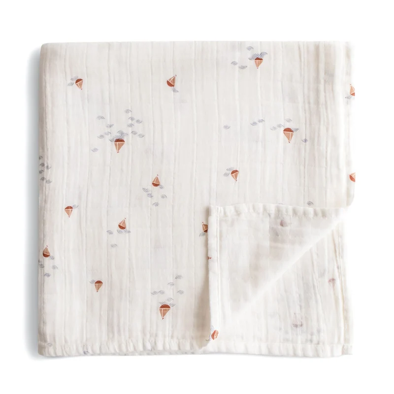 Couverture en mousseline de coton biologique - Bateaux