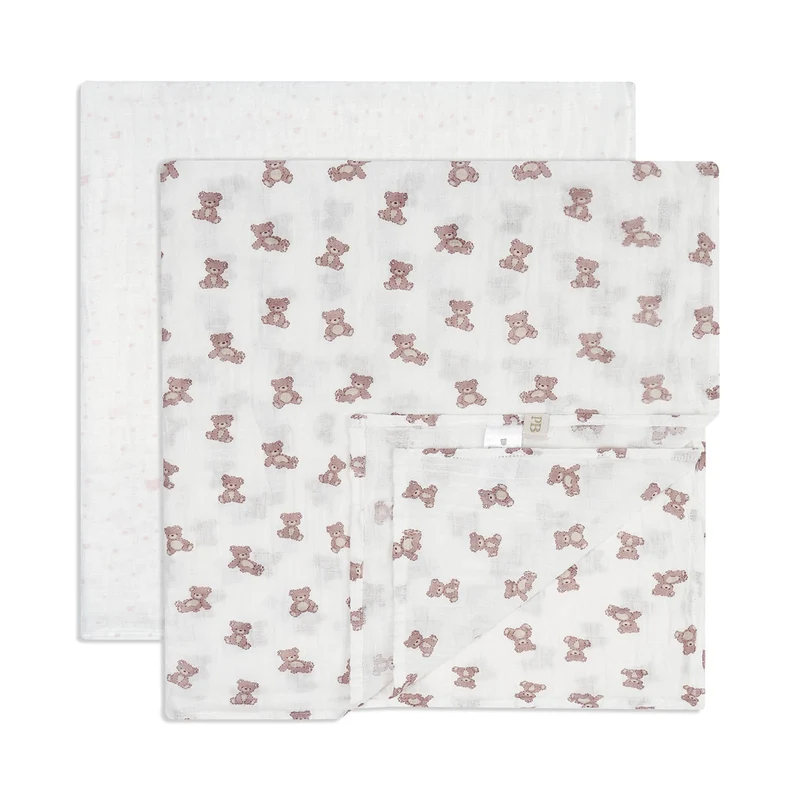 Couvertures de Mousseline (2) - Ours Rose