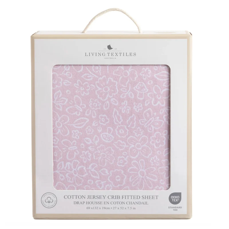 Drap Contour pour Lit de Bébé - Fleurs Roses