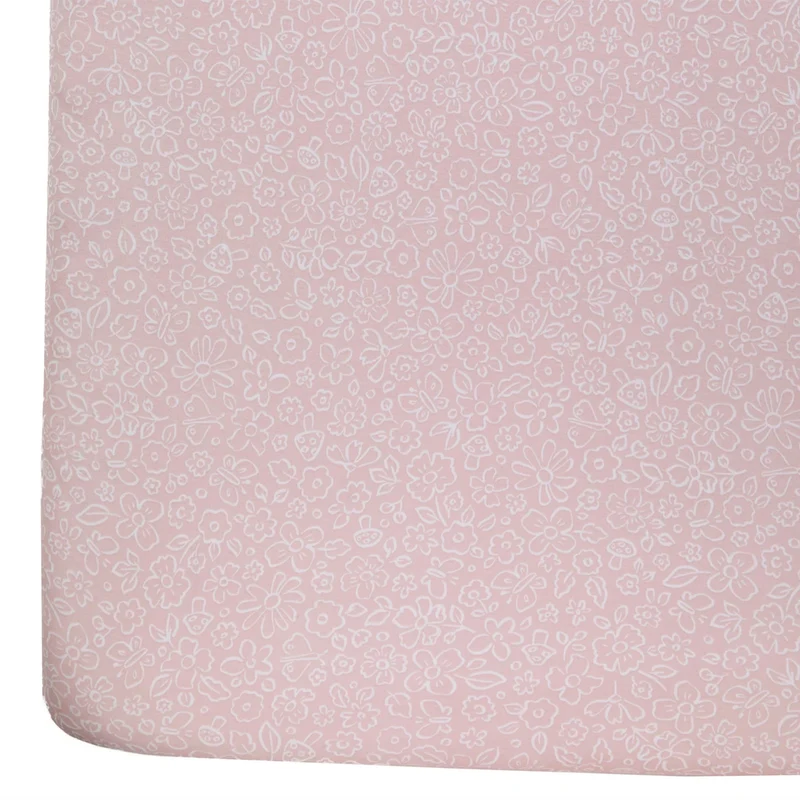 Drap Contour pour Lit de Bébé - Fleurs Roses