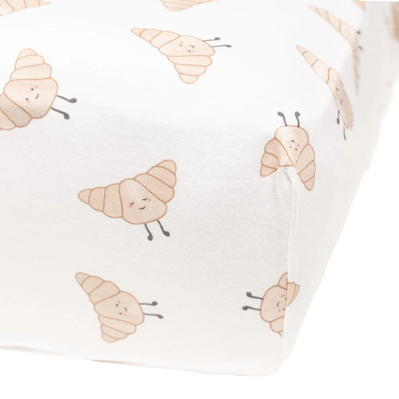 Drap Contour pour Lit de Bébé - Croissants