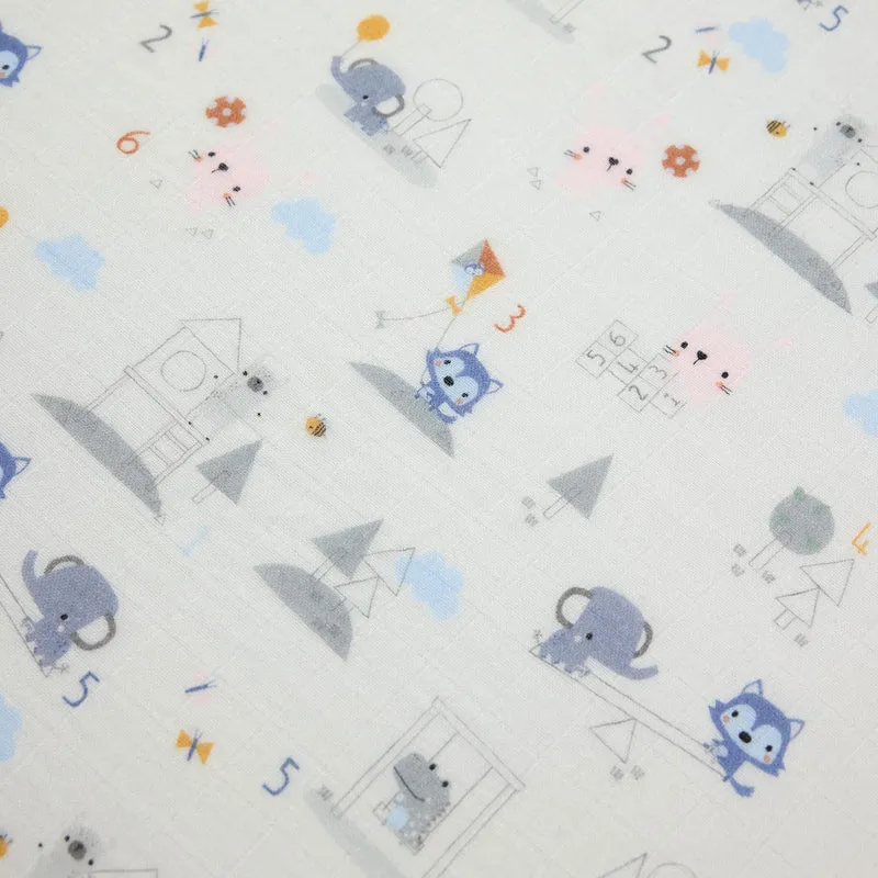 Drap Contour pour Lit de Bébé - Mousseline Bambou Mini mathématiciens