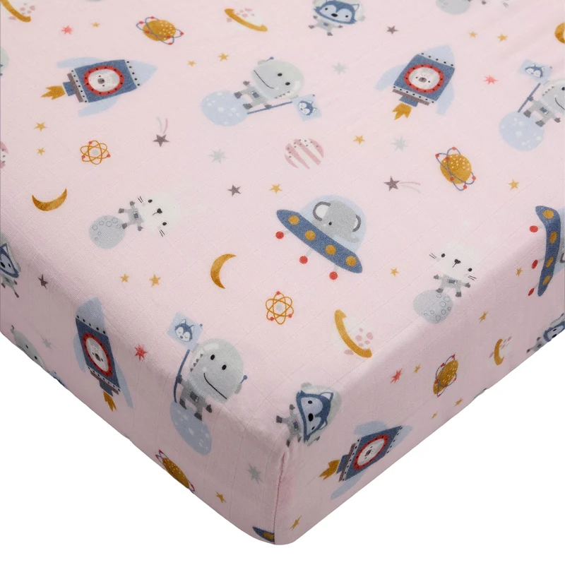 Drap Contour pour Lit de Bébé - Mousseline Bambou Astro