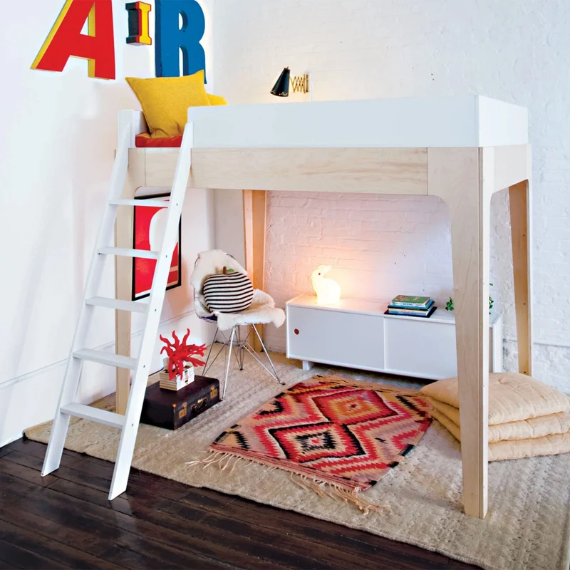 Lit Double Loft Perch - Naturel/ Blanc