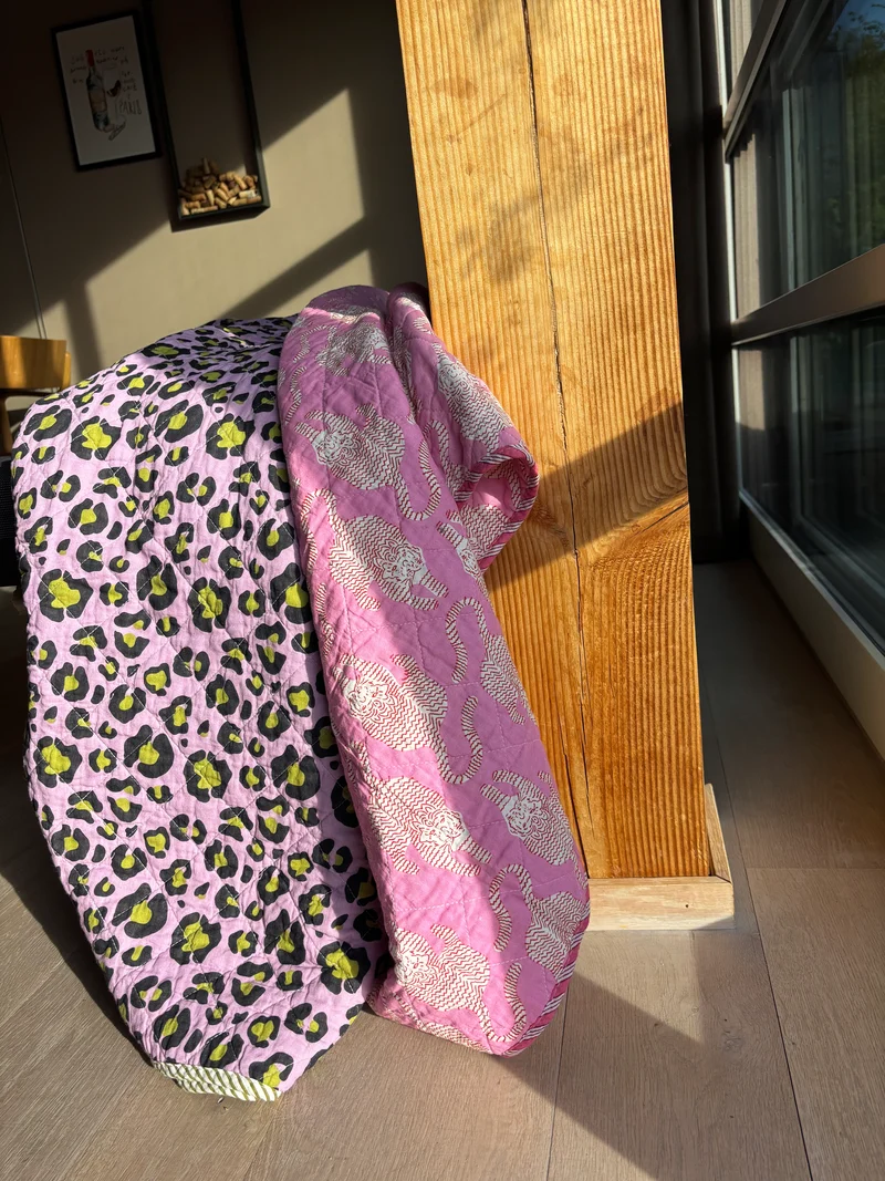 Quilt Ethnic plaid i bomuld, lilla leopard – EJA