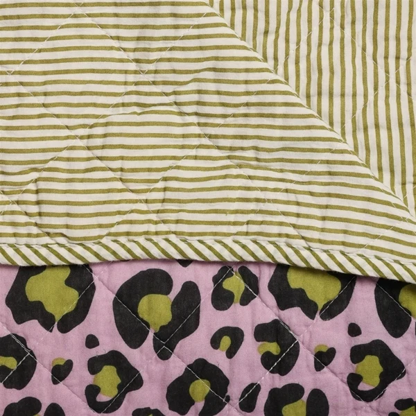Plaid, Quilt Ethnic - Leopard i grøn og lilla
