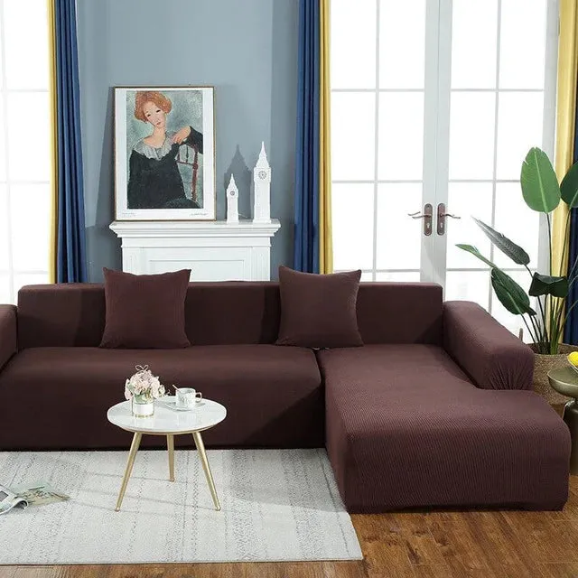 Microfibre Marron Café - Housse de Canapé Extensible